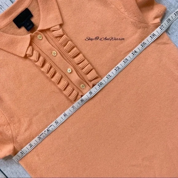 J.Crew Collection peach sorbet cashmere ruffle polo sweater *shop@iamwarrior